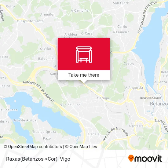 mapa Raxas(Betanzos->Cor)