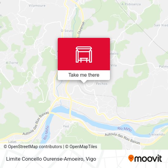 Limite Concello Ourense-Amoeiro map