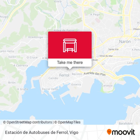 mapa Estación de Autobuses de Ferrol