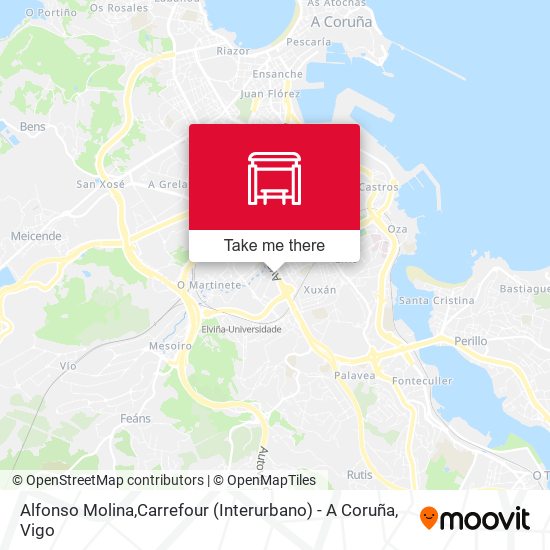 mapa Alfonso Molina,Carrefour (Interurbano) - A Coruña