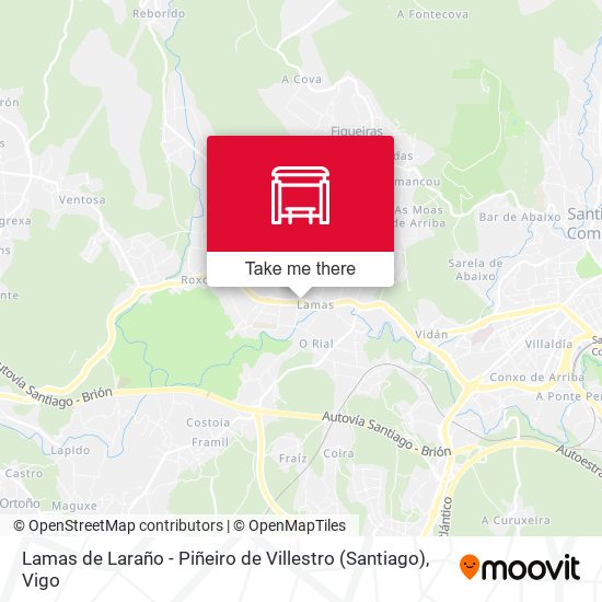 Lamas de Laraño - Piñeiro de Villestro (Santiago) map