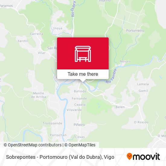 Sobrepontes - Portomouro (Val do Dubra) map