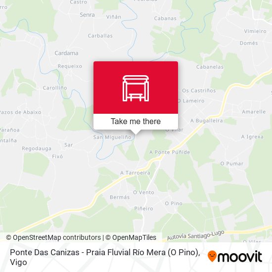 Ponte Das Canizas - Praia Fluvial Río Mera (O Pino) map