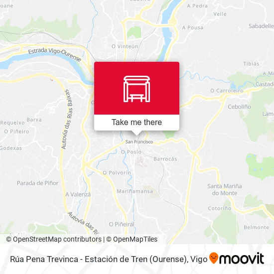Rúa Pena Trevinca - Estación de Tren (Ourense) map