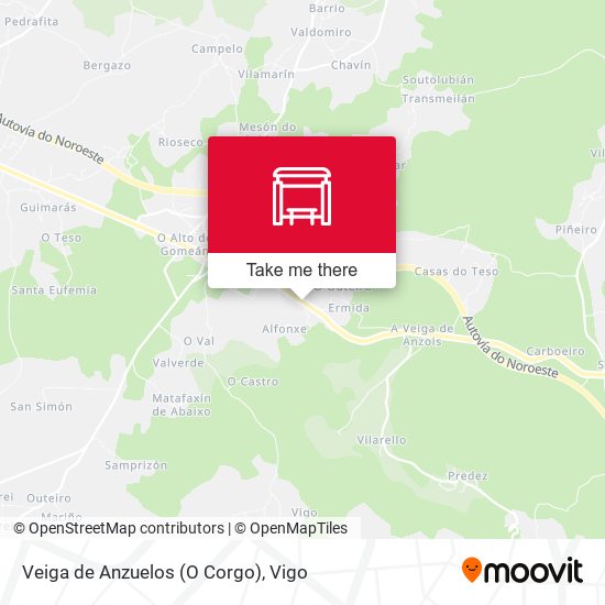 Veiga de Anzuelos (O Corgo) map
