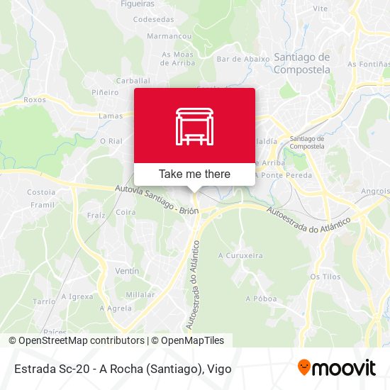 Estrada Sc-20 - A Rocha (Santiago) map