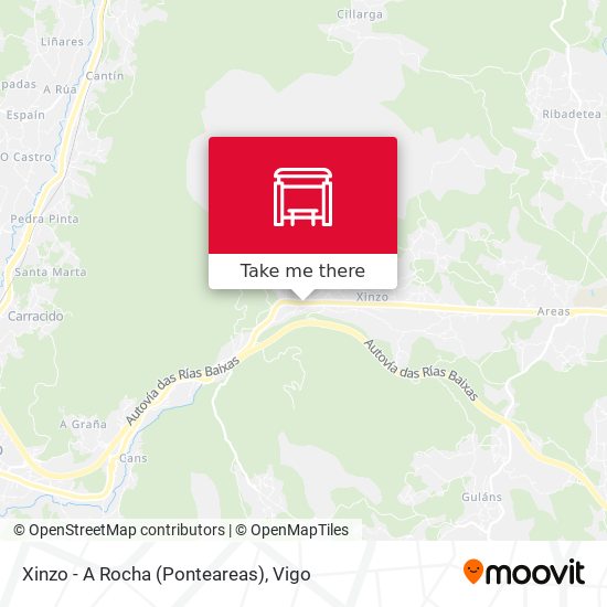 Xinzo - A Rocha (Ponteareas) map