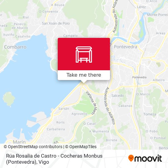 mapa Rúa Rosalía de Castro - Cocheras Monbus (Pontevedra)