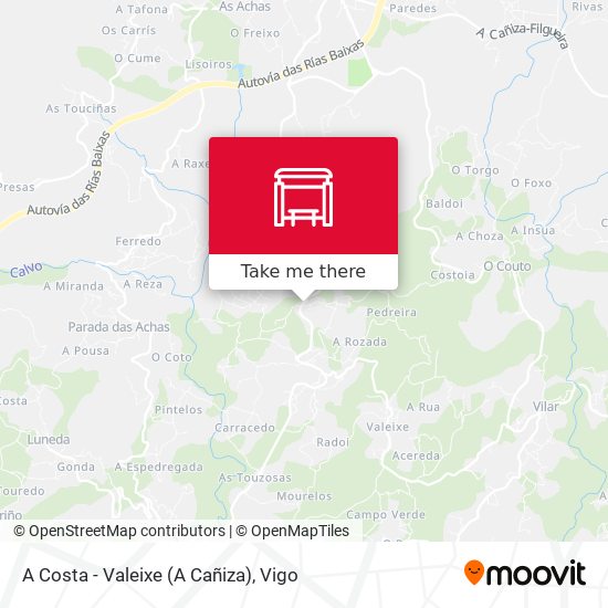 A Costa - Valeixe (A Cañiza) map