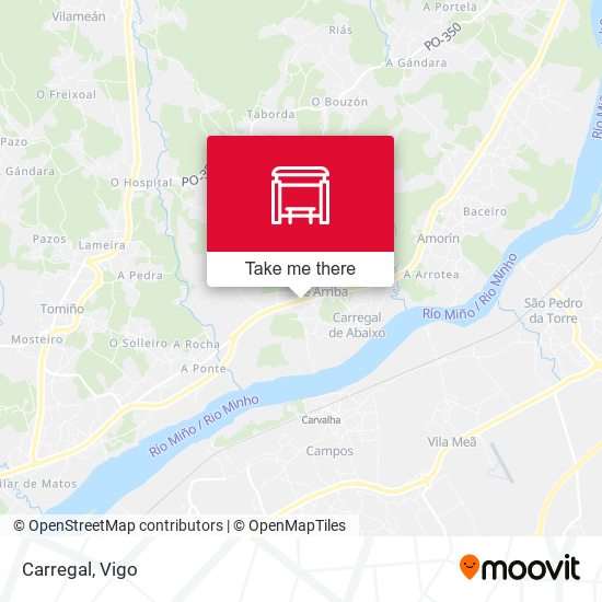 mapa Carregal de Arriba - Amorín (Tomiño)