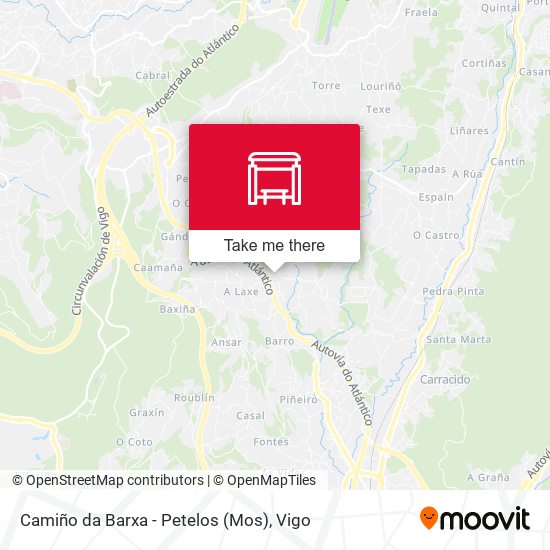 mapa Camiño da Barxa - Petelos (Mos)