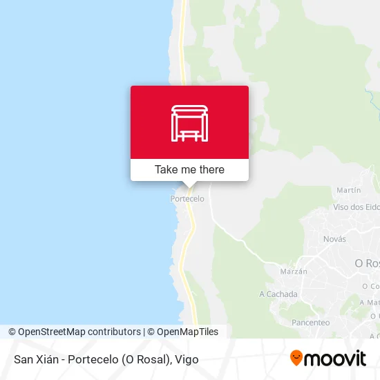 mapa San Xián - Portecelo (O Rosal)