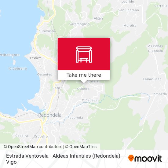 mapa Estrada Ventosela - Aldeas Infantiles (Redondela)