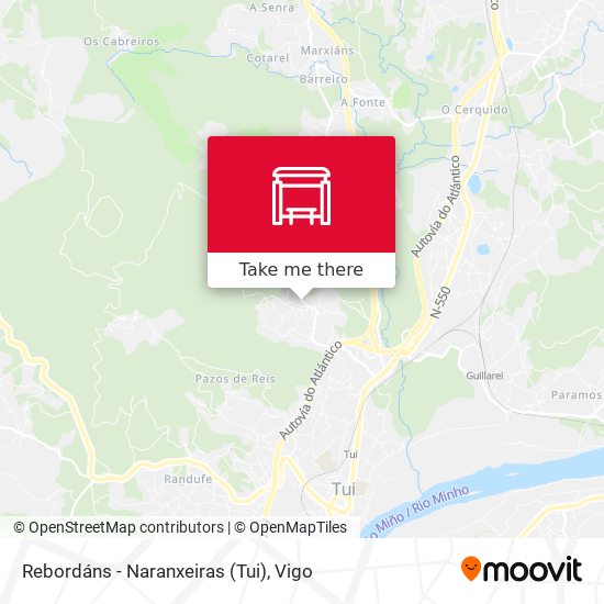 mapa Rebordáns - Naranxeiras (Tui)