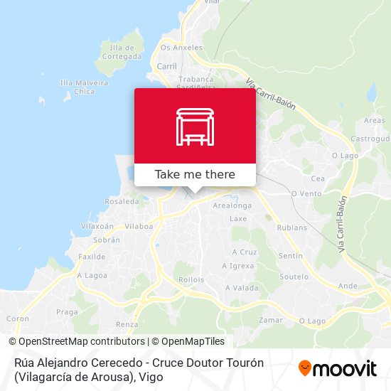 mapa Rúa Alejandro Cerecedo - Cruce Doutor Tourón (Vilagarcía de Arousa)