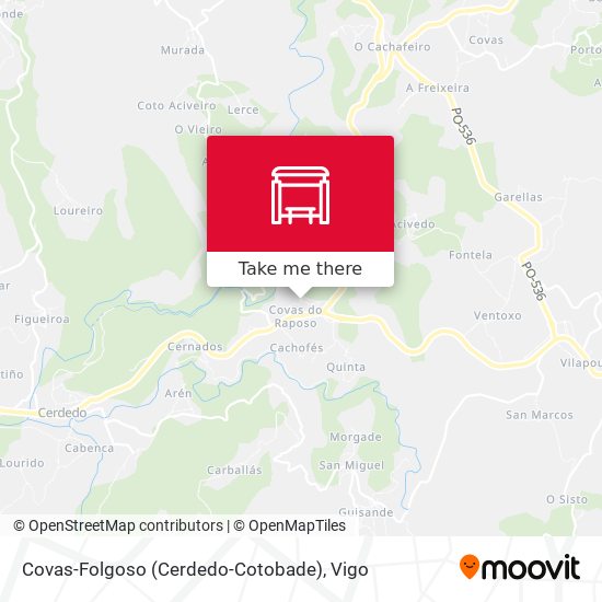 Covas-Folgoso (Cerdedo-Cotobade) map
