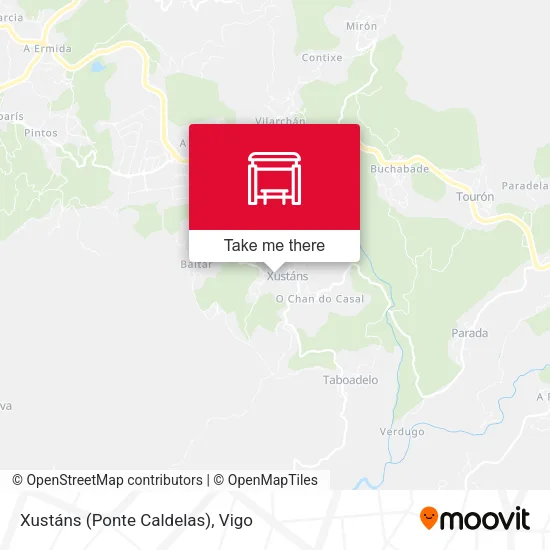 mapa Xustáns (Ponte Caldelas)