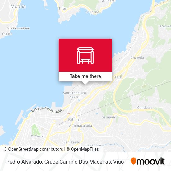 Pedro Alvarado, Cruce Camiño Das Maceiras map