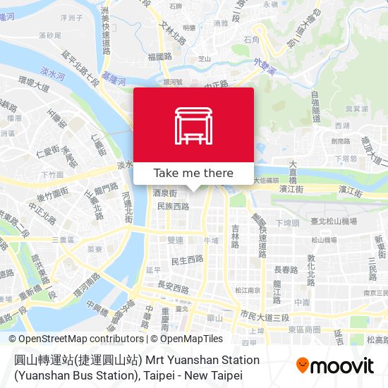 圓山轉運站(捷運圓山站) Mrt Yuanshan Station (Yuanshan Bus Station)地圖