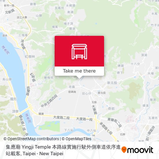 集應廟 Yingji Temple 本路線實施行駛外側車道依序進站載客地圖