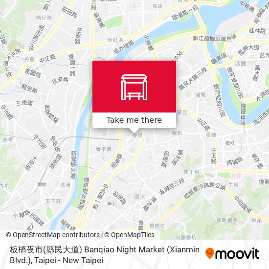 板橋夜市(縣民大道) Banqiao Night Market (Xianmin Blvd.) map