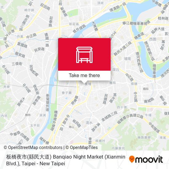 板橋夜市(縣民大道) Banqiao Night Market (Xianmin Blvd.) map