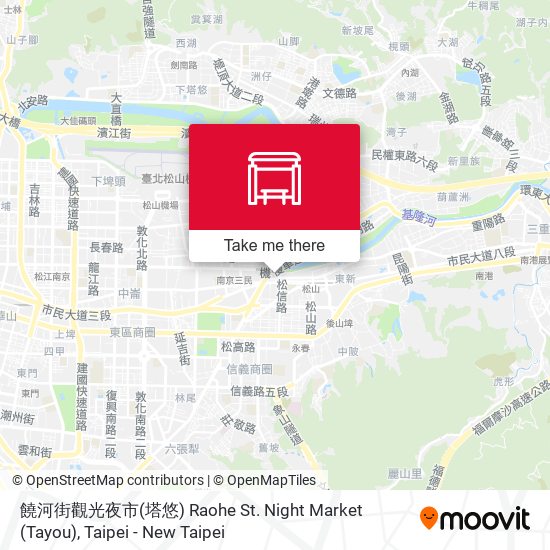 饒河街觀光夜市(塔悠) Raohe St. Night Market (Tayou)地圖