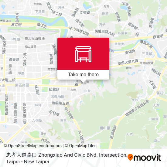 忠孝大道路口 Zhongxiao And Civic Blvd. Intersection地圖