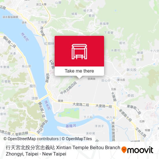 行天宮北投分宮忠義站 Xintian Temple Beitou Branch Zhongyi map