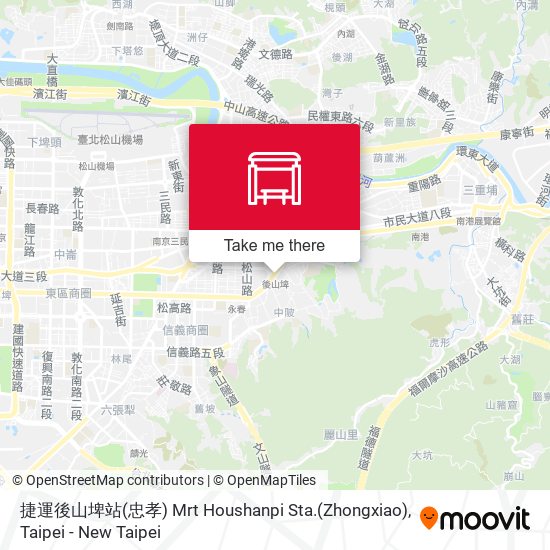 捷運後山埤站(忠孝) Mrt Houshanpi Sta.(Zhongxiao) map