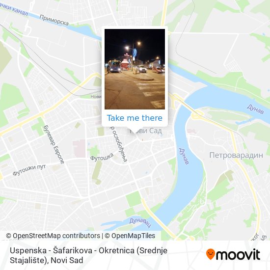 Uspenska - Šafarikova - Okretnica (Srednje Stajalište) map