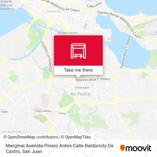 Mapa de Marginal Avenida Pinero Antes Calle Baldorioty De Castro