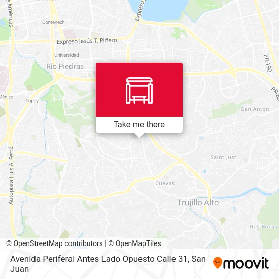 Mapa de Avenida Periferal Antes Lado Opuesto Calle 31