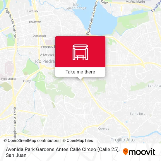 Avenida Park Gardens Antes Calle Circeo (Calle 25) map