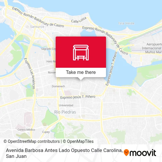 Mapa de Avenida Barbosa Antes Lado Opuesto Calle Carolina