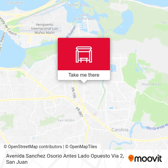 Mapa de Avenida Sanchez Osorio Antes Lado Opuesto Via 2