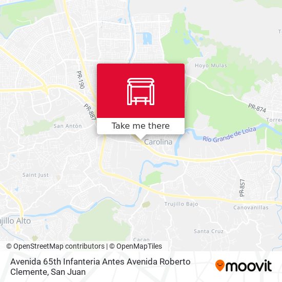 Avenida 65th Infanteria Antes Avenida Roberto Clemente map