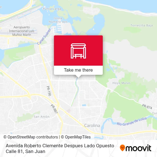 Mapa de Avenida Roberto Clemente Despues Lado Opuesto Calle 81