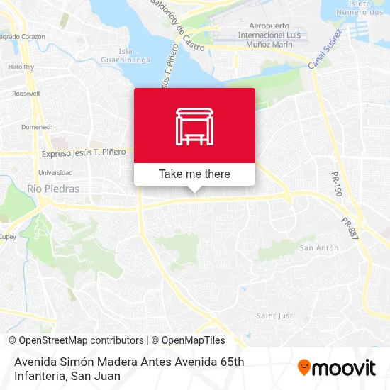 Avenida Simón Madera Antes Avenida 65th Infanteria map