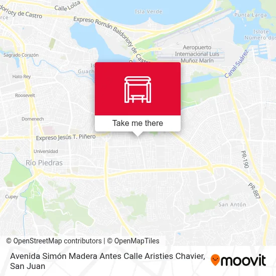 Mapa de Avenida Simón Madera Antes Calle Aristies Chavier
