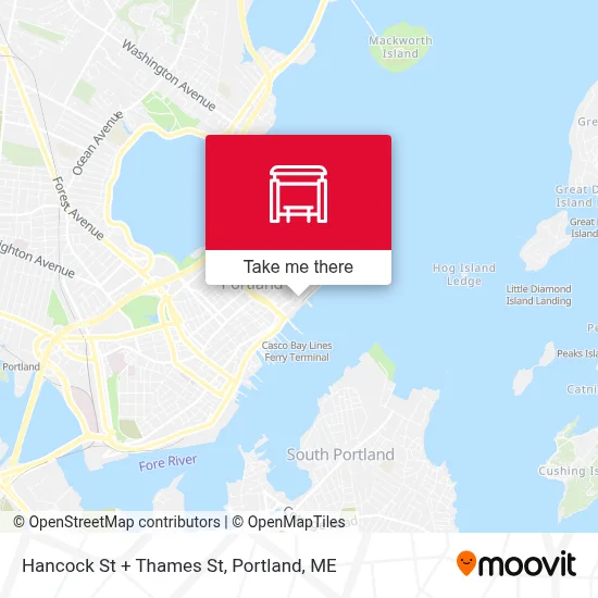 Hancock St + Thames St map