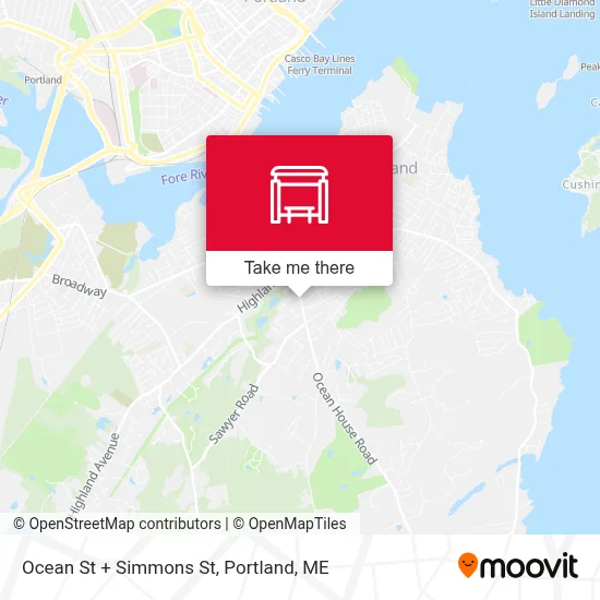 Ocean St + Simmons St map