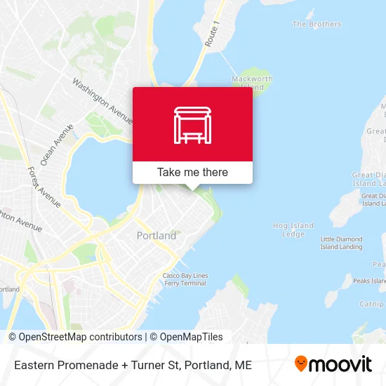 Eastern Promenade + Turner St map