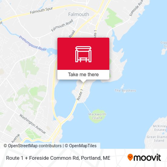 Route 1 + Foreside Common Rd map
