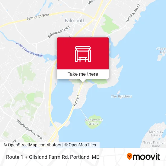 Mapa de Route 1 + Gilsland  Farm Rd