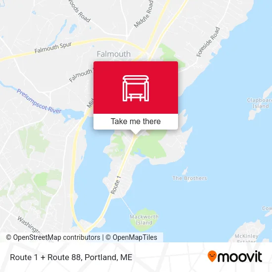 Mapa de Route 1 + Route 88
