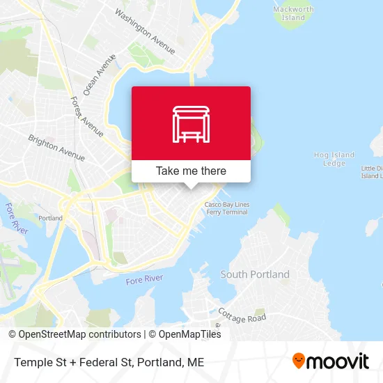 Temple St + Federal St map