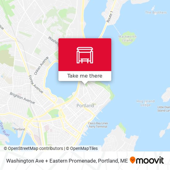Washington Ave + Eastern Promenade map