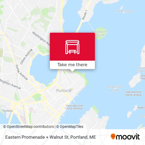 Eastern Promenade + Walnut St map