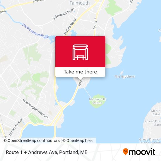 Route 1 + Andrews Ave map